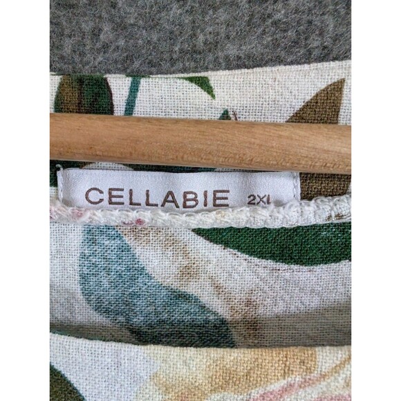 Cellabie Long Sleeve Floral Print Shirt Roll Tab Detai Womans Size 2XL Flaw - Picture 5 of 16